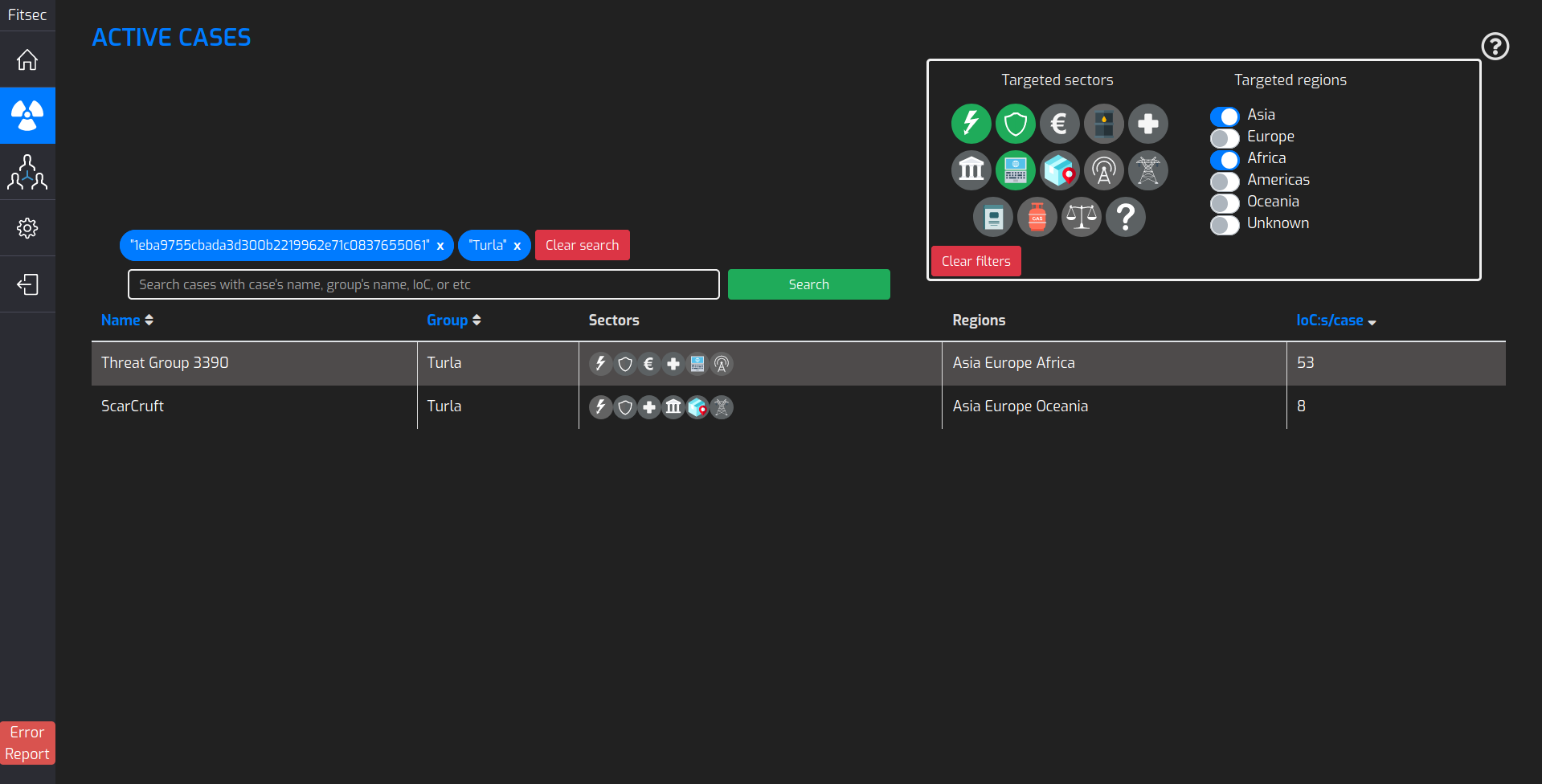 Settings page